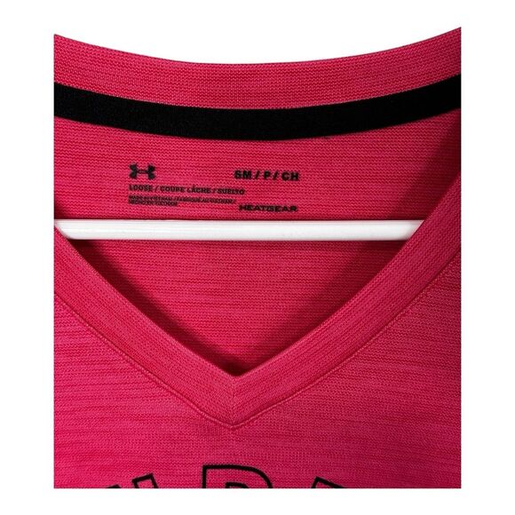 Under Armour pink coral colored v neck size small lightweight t shirt - Picture 3 of 7